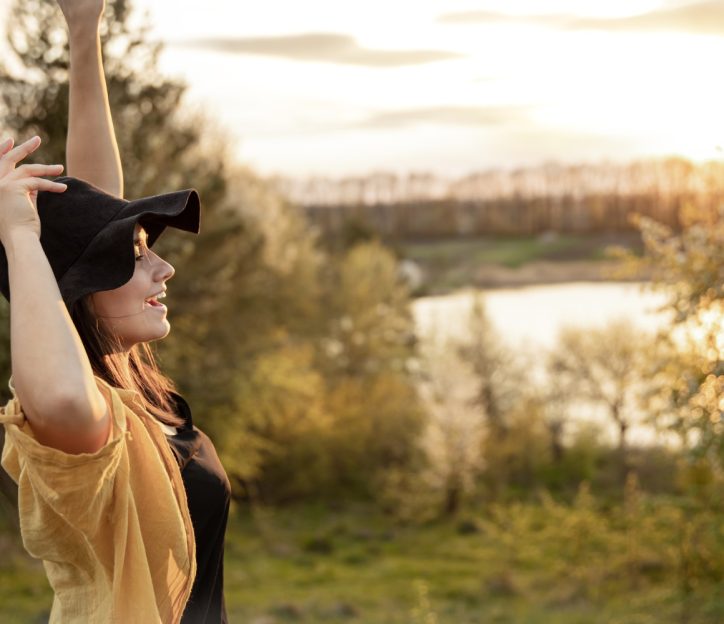 stylish-girl-casual-style-smiles-looks-sunset